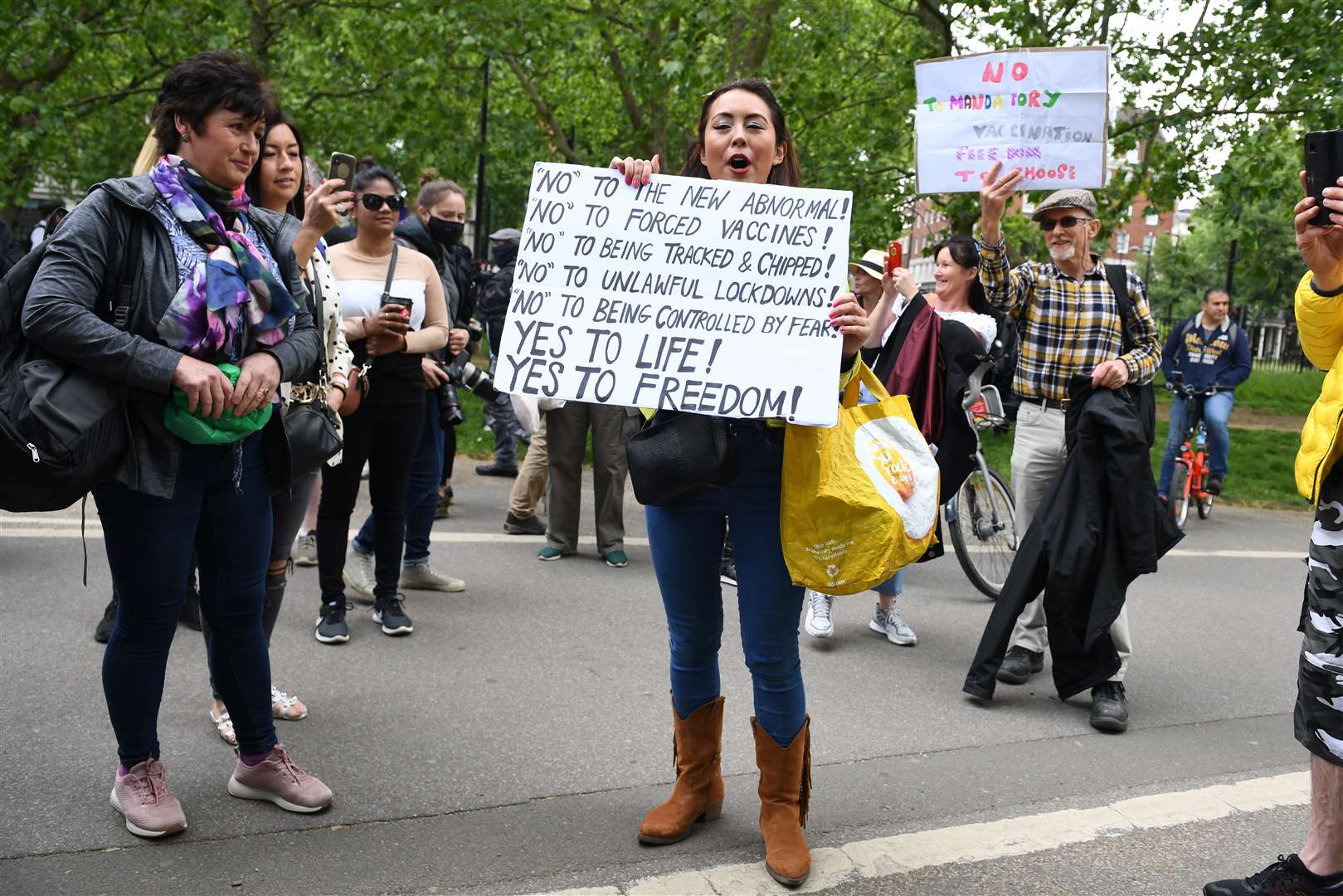 Meanwhile, protesters against measures to tackle coronavirus descended on London’s Hyde Park (Stefan Rousseau/PA)