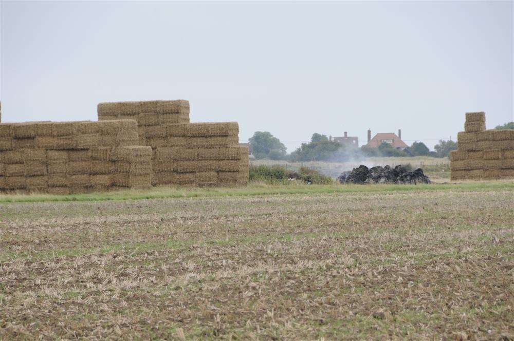 The scene of the fire at Warren Farm, New Romney