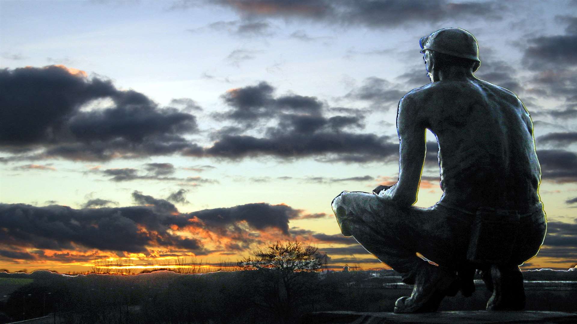 The Waiting Miner statue at Betteshanger Country Park, Sholden near Deal