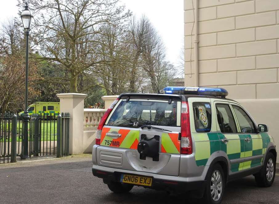 An ambulance service 4x4 at the scene