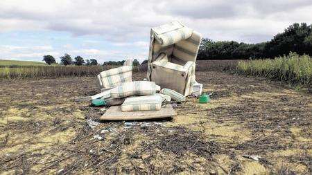 The suite of furniture that was dumped by fly-tippers in Great Chart