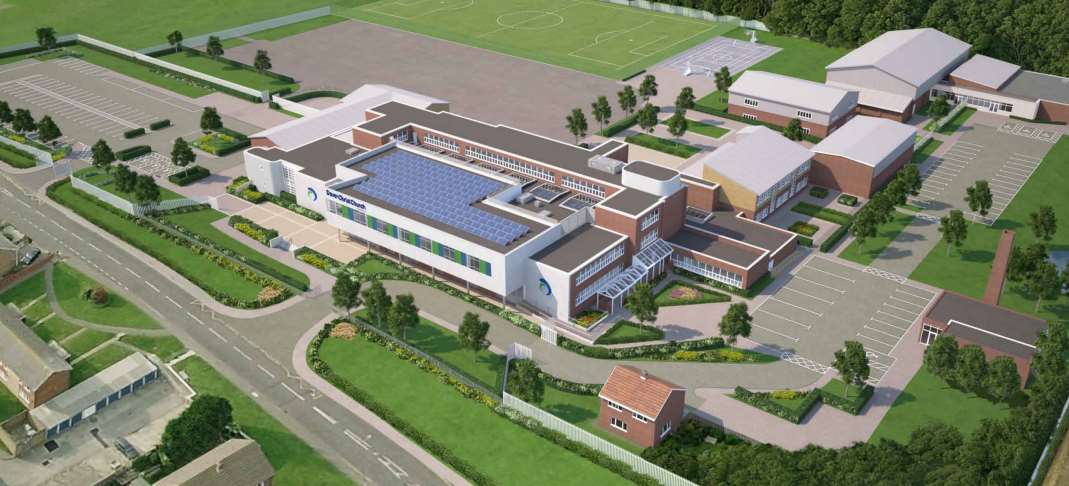 The digitalised image of the modernised campus, which is Whitfield's only secondary school