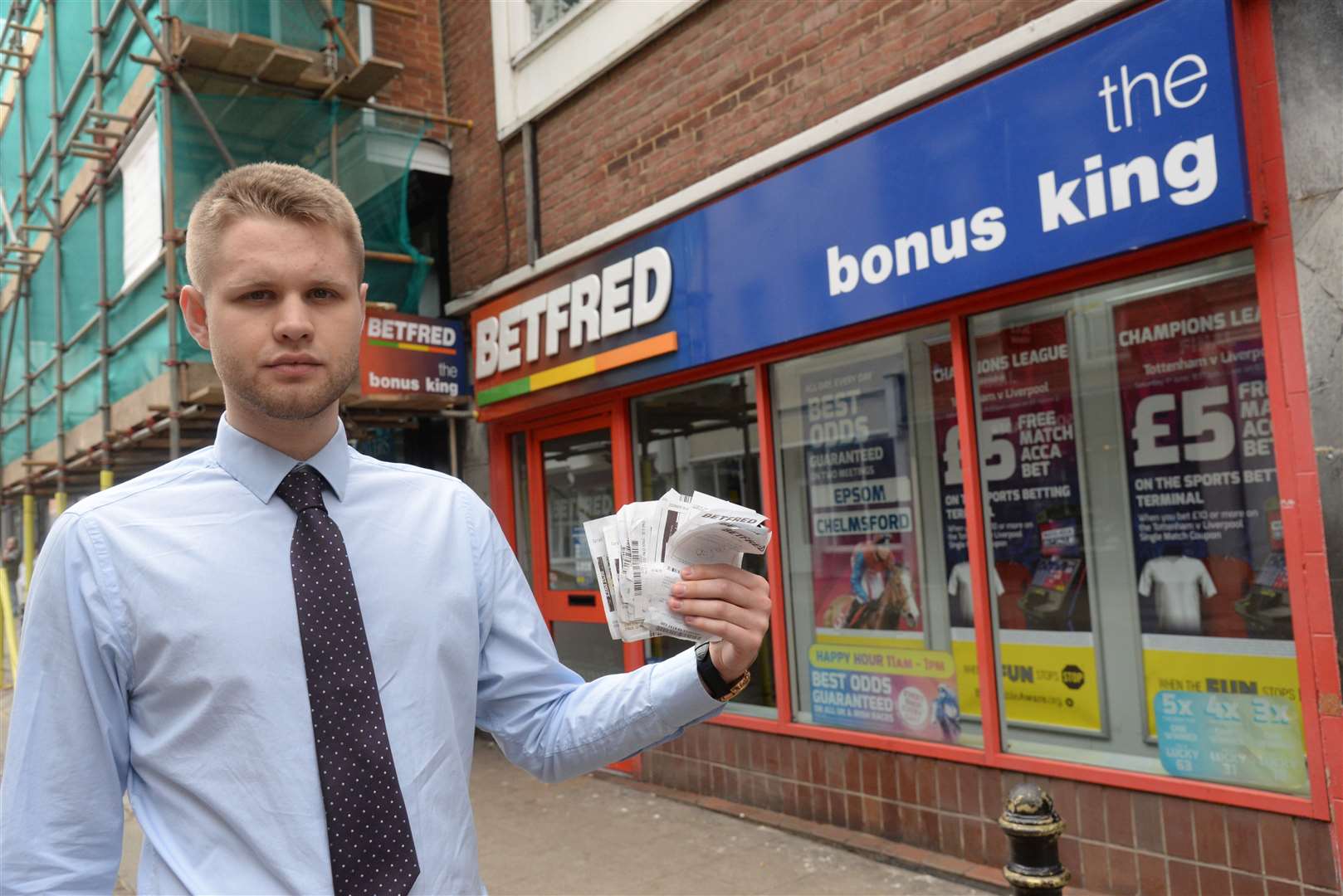 Jack Dyson outside a betting shop in Canterbury. Picture: Chris Davey. (11550006)
