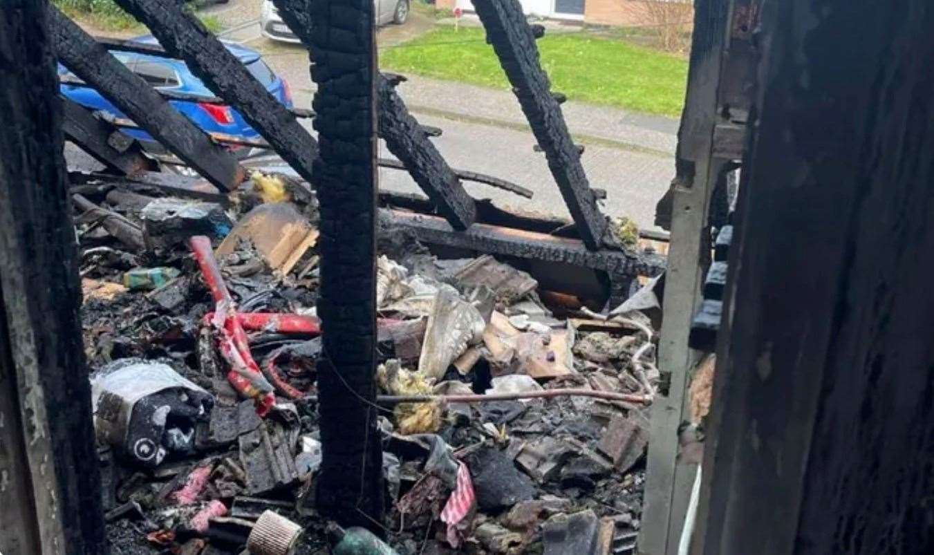 A family's home in Ash, along with their Christmas presents, has been ravaged by a fire. Picture: GoFundMe/Rebecca Evans