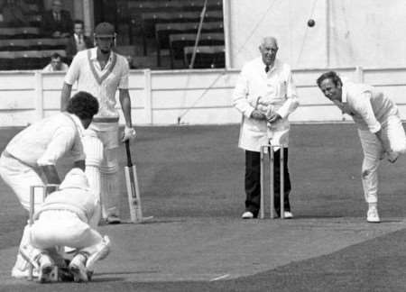 Underwood giving a batsman problems in 1981