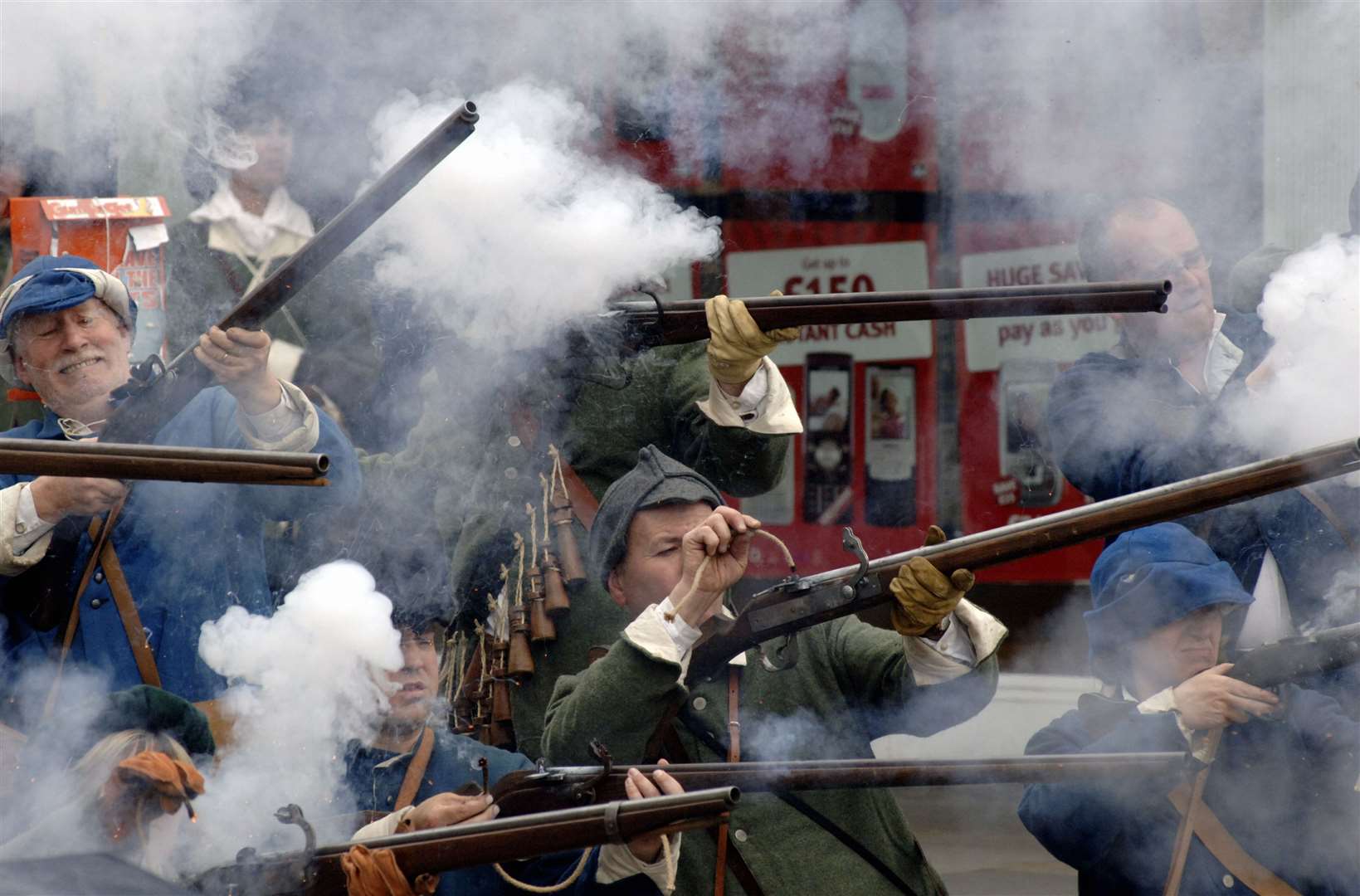 The royalist musketeers hold on desperately, outside Burger King. Picture: John Wardley