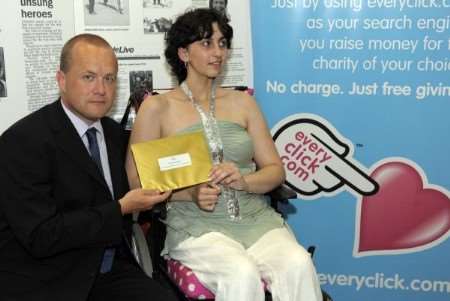 Nicole Dryburgh with Mike Tomlinson at the awards ceremony