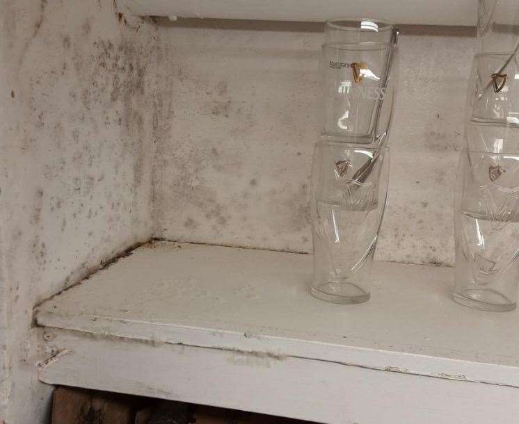 Bottled drinks – including J20s and glasses – were stored in the basement, described as “damp” with “black mould spores” covering the walls and ceilings, at Paper Duck World Buffet. Picture: Ashford Borough Council