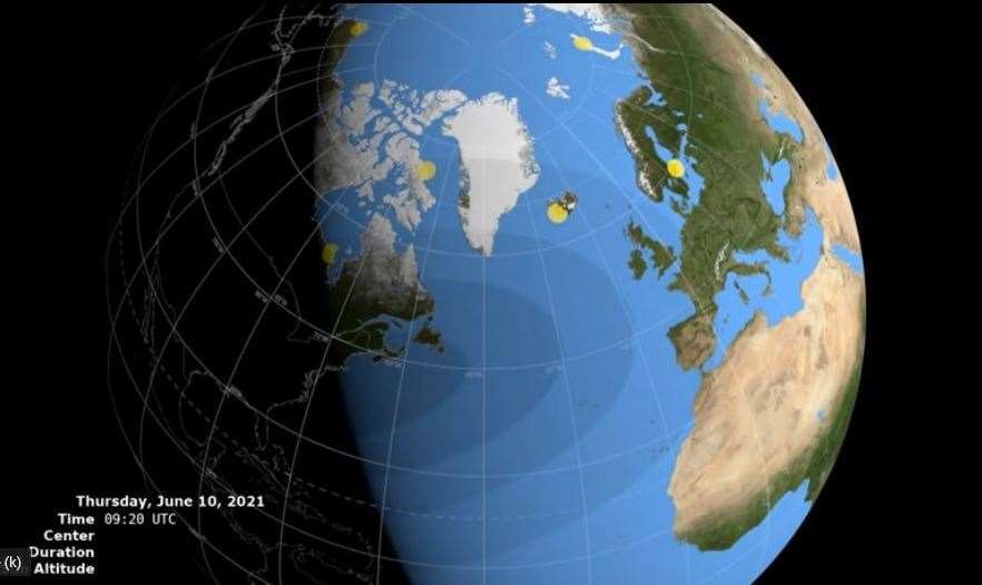 NASA's video demonstrated where the Moon's shadow would fall