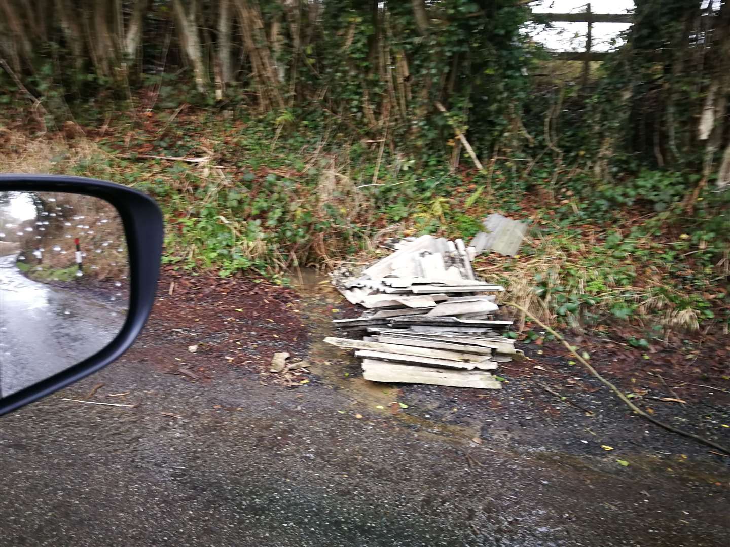 Asbestos beside the road