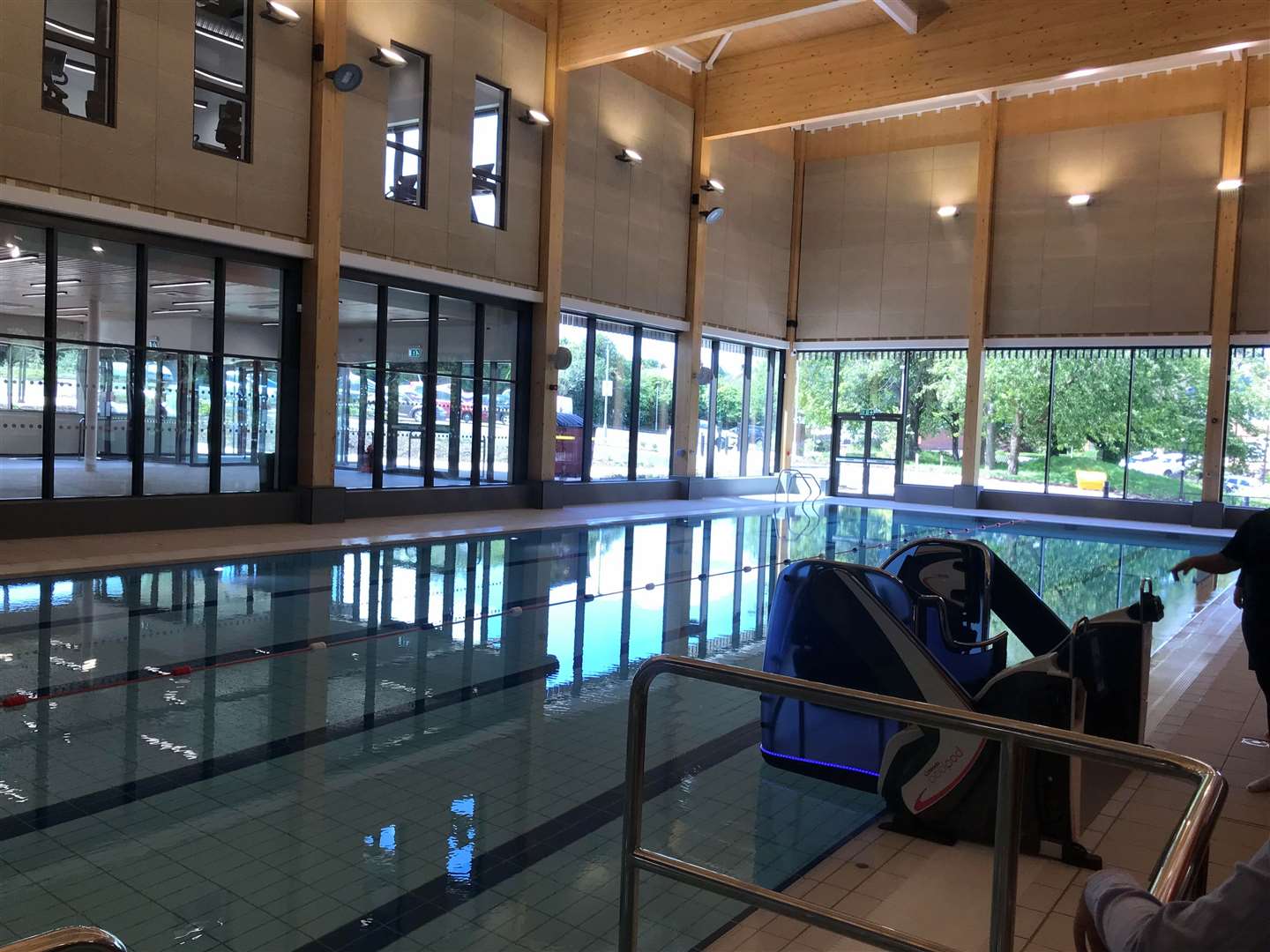 The pools have two lifts for wheelchair users to enter the water