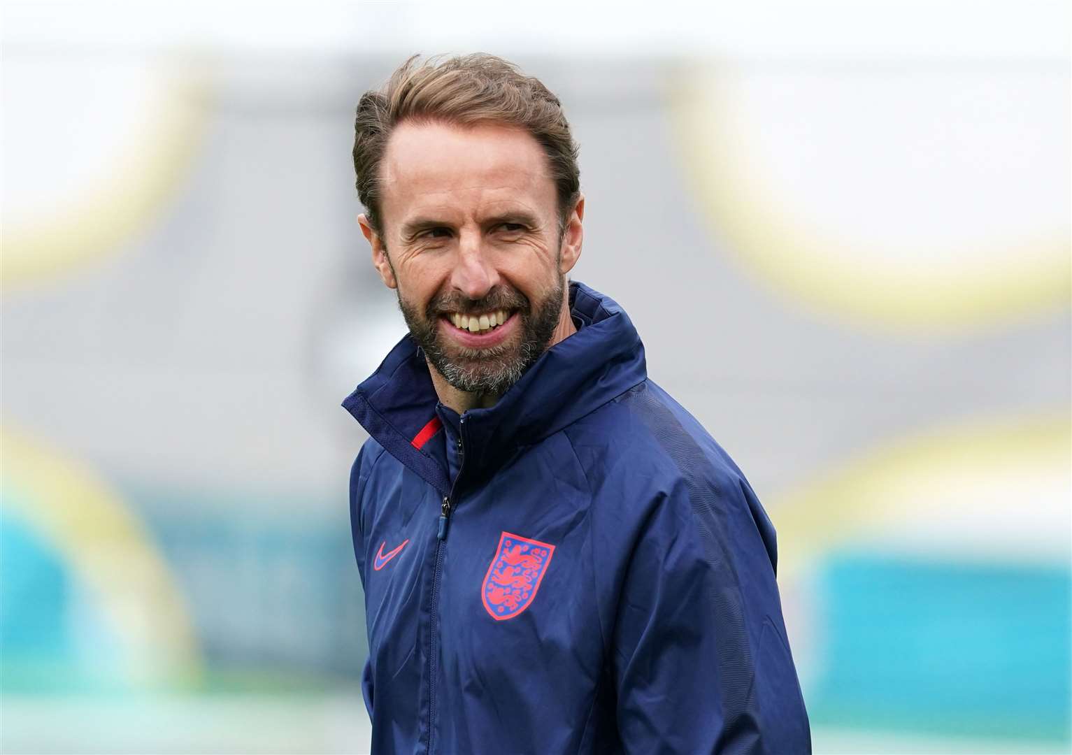 England manager Gareth Southgate during a training session at St George’s Park, Burton upon Trent, ahead of the crunch semi-final with Denmark (Martin Rickett/PA)