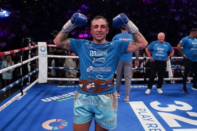 Sean Noakes celebrates his win at the O2 Picture: Stephen Dunkley / Queensberry