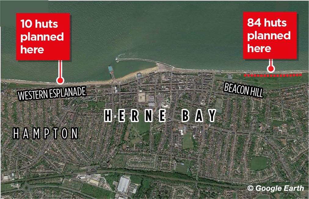 Where the huts in Herne Bay would be built