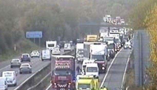 Traffic is queuing on the M2. Picture: Highways England