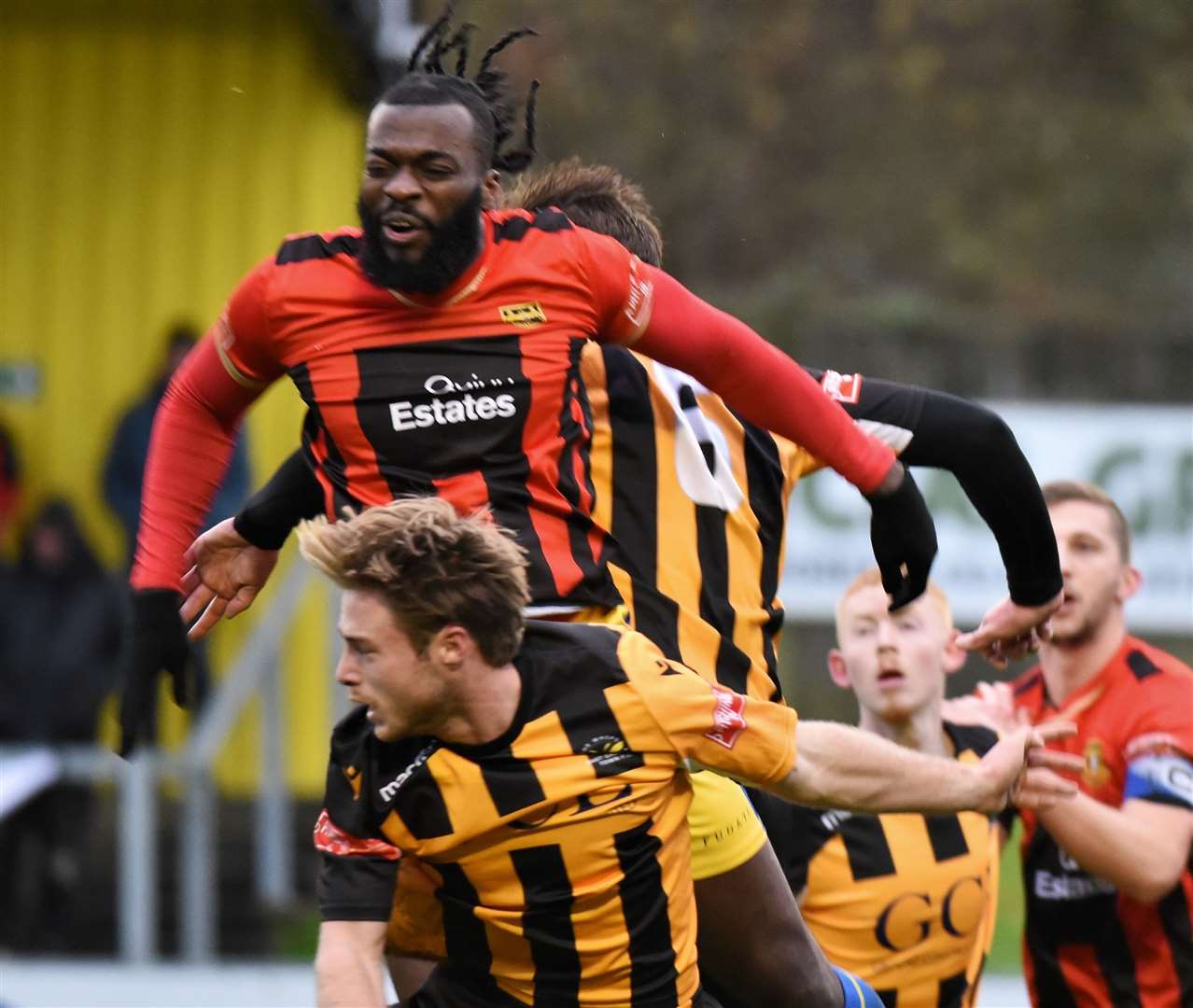 Duane Ofori-Acheampong scored a hat-trick in Sittingbourne's win at East Grinstead Picture: Ken Medwyn