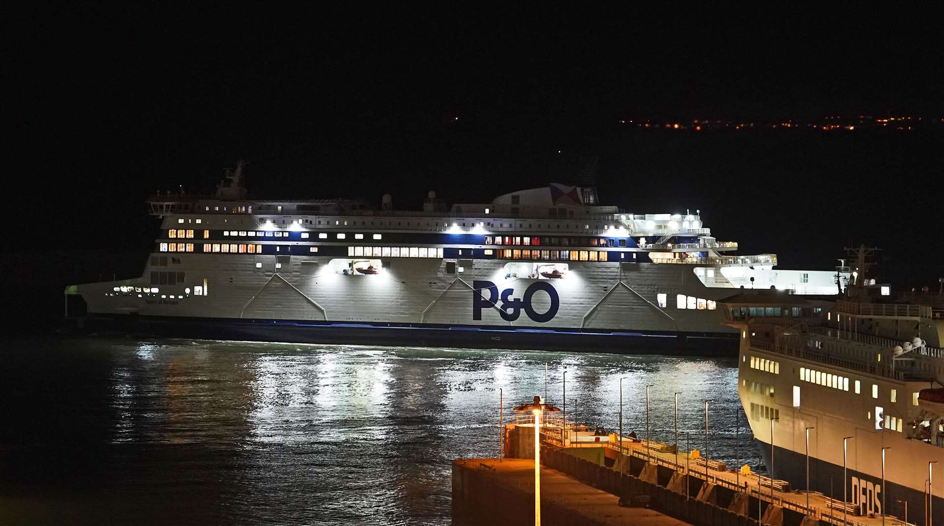 The Spirit of Britain departs from the Port of Dover in Kent as sailings resume (Gareth Fuller/PA)