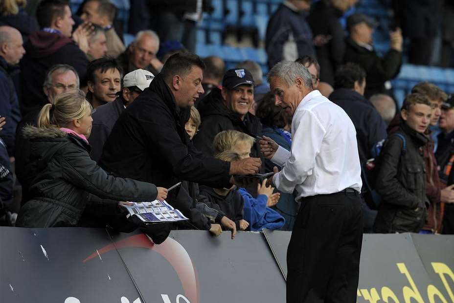 Peter Taylor signs autographs after the Preston game Picture: Barry Goodwin