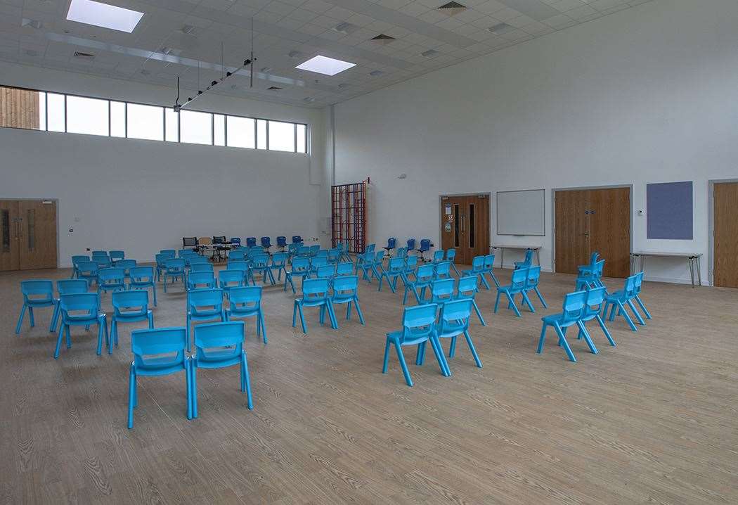 Social distancing measures have been put in place for assemblies at Springhead Primary School near Ebbsfleet Garden City