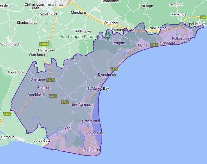 The new Folkestone and Hythe constituency