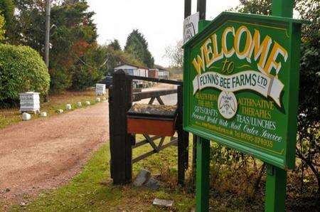 Signs at Flynns Bee Farm, Elmley Road, Brambledown, Sheppey