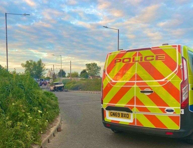 Police were called to the disturbance in Dering Way and four men have now been charged with an array of offences. Picture: Kent Police