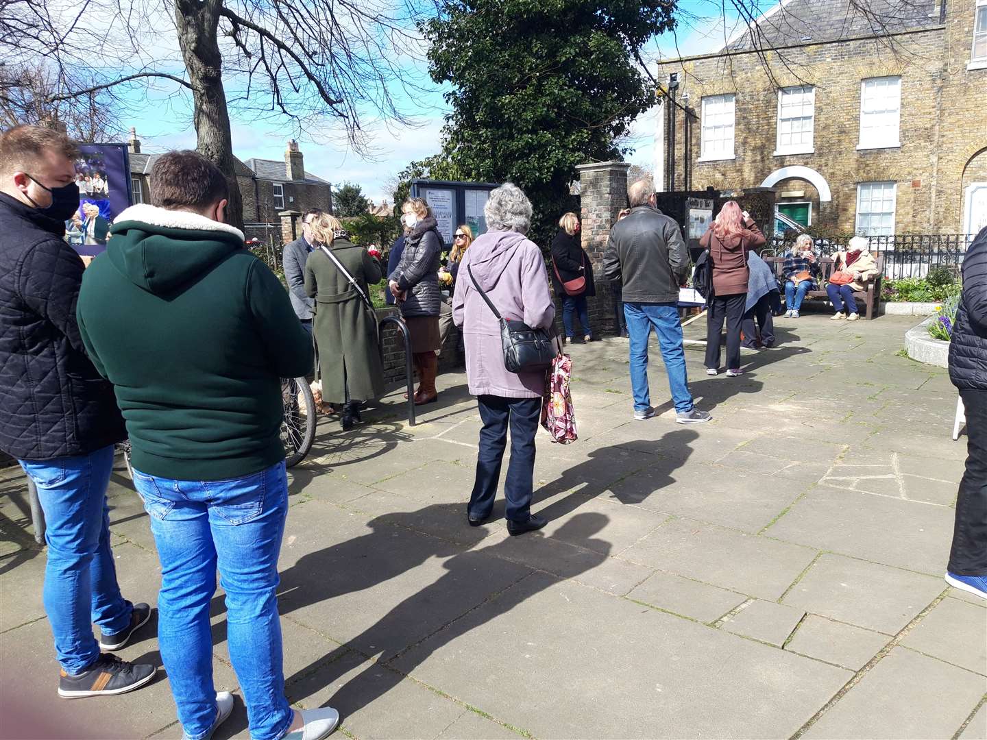 The socially distanced queue to sign the book for Sarah Everard. Picture: Susan Carlyle