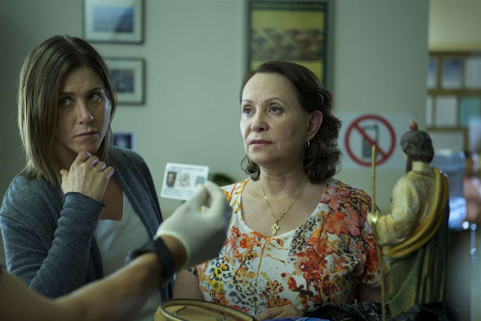 Cake, with Jennifer Aniston as Claire Bennett and Adriana Barraza as Silvana. Picture: PA Photo/Warner Bros/Tony Rivetti Jr