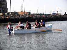 Rowing past Sheerness Docks