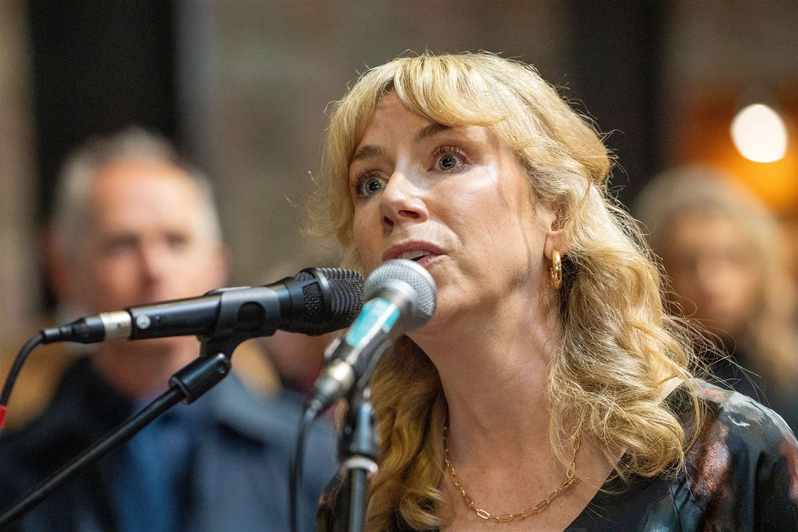 West Kerry singer Muireann Nic Amhlaoibh performing during the funeral (Noel Sweeney/PA)