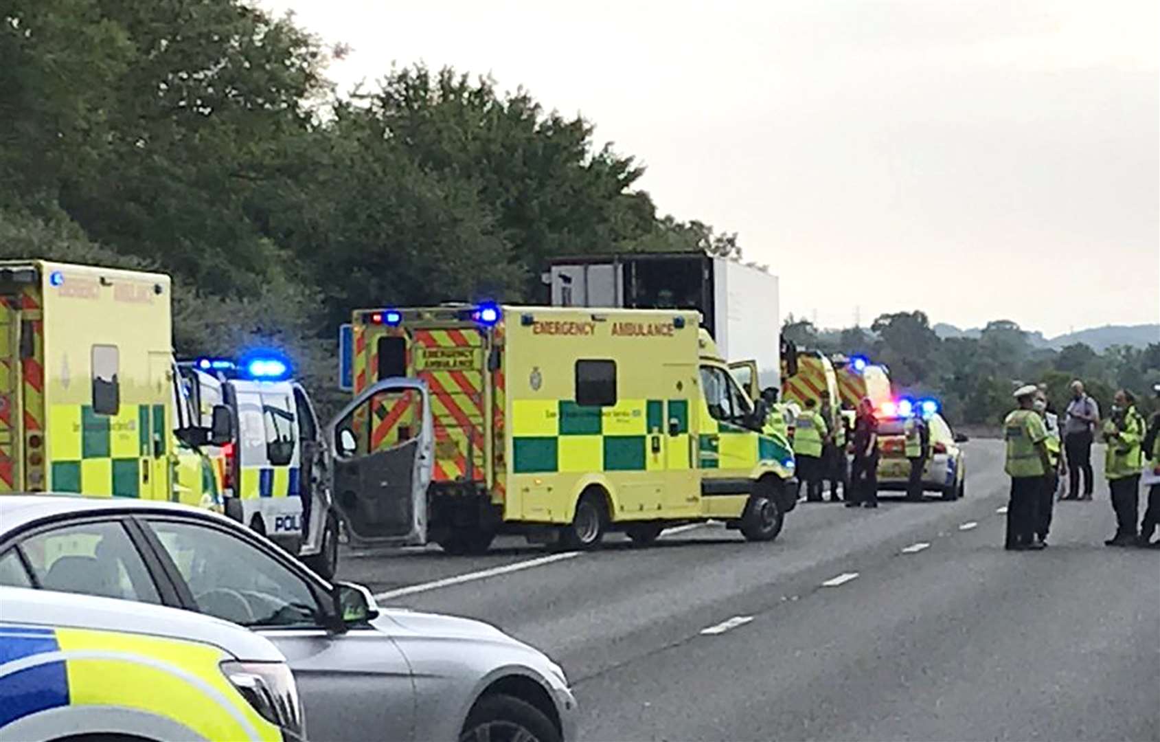 Officers on the M11 motorway following arrests by Essex Police (Andy Brookes/Twitter/PA)