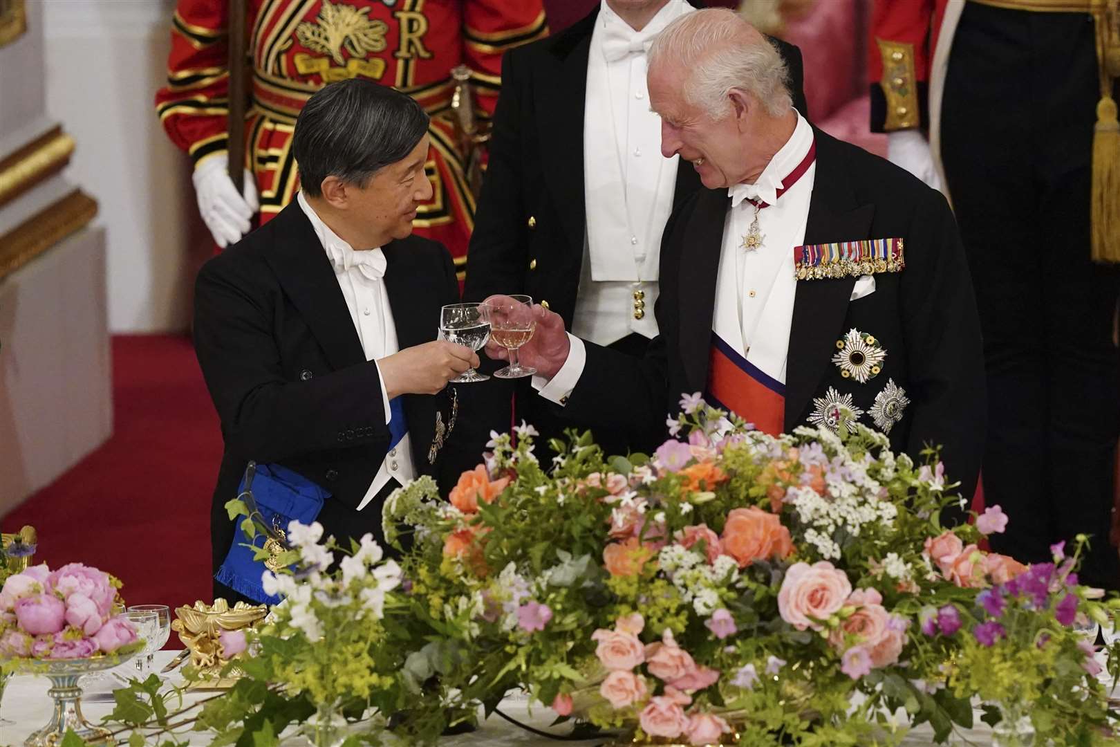 The King with Emperor Naruhito of Japan during the State Banquet at Buckingham Palace in June (Jordan Pettitt/PA)