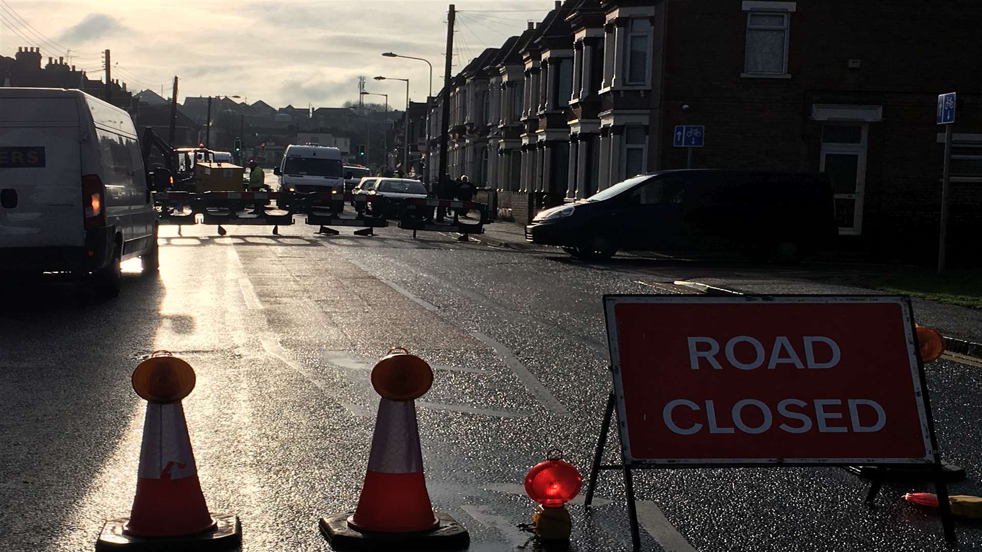 South East Water repairing burst water main in Halfway Road