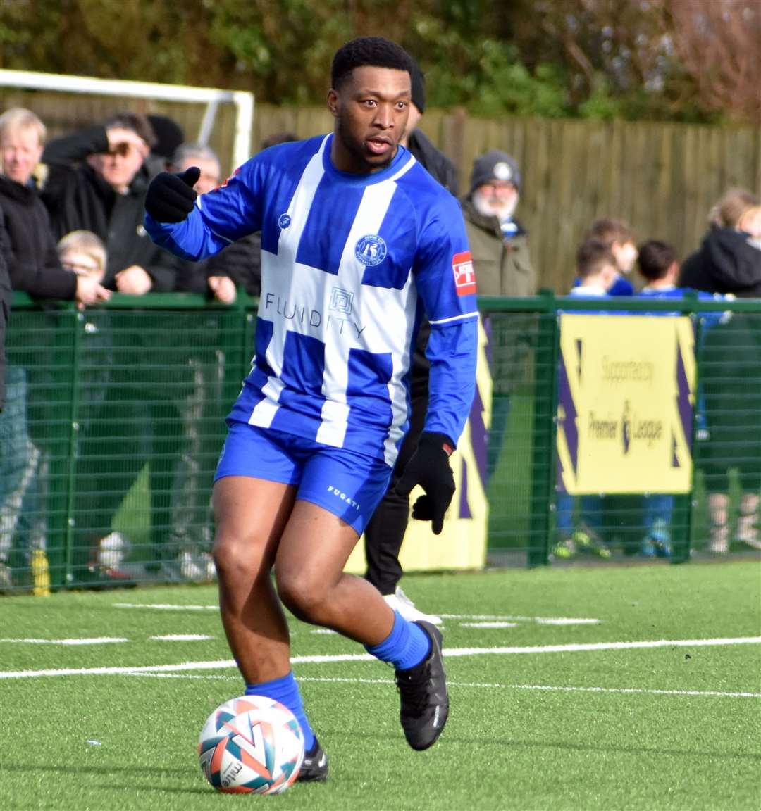 Vance Bola – his second-half brace at Merstham were his first two goals for Herne Bay. Picture: Randolph File