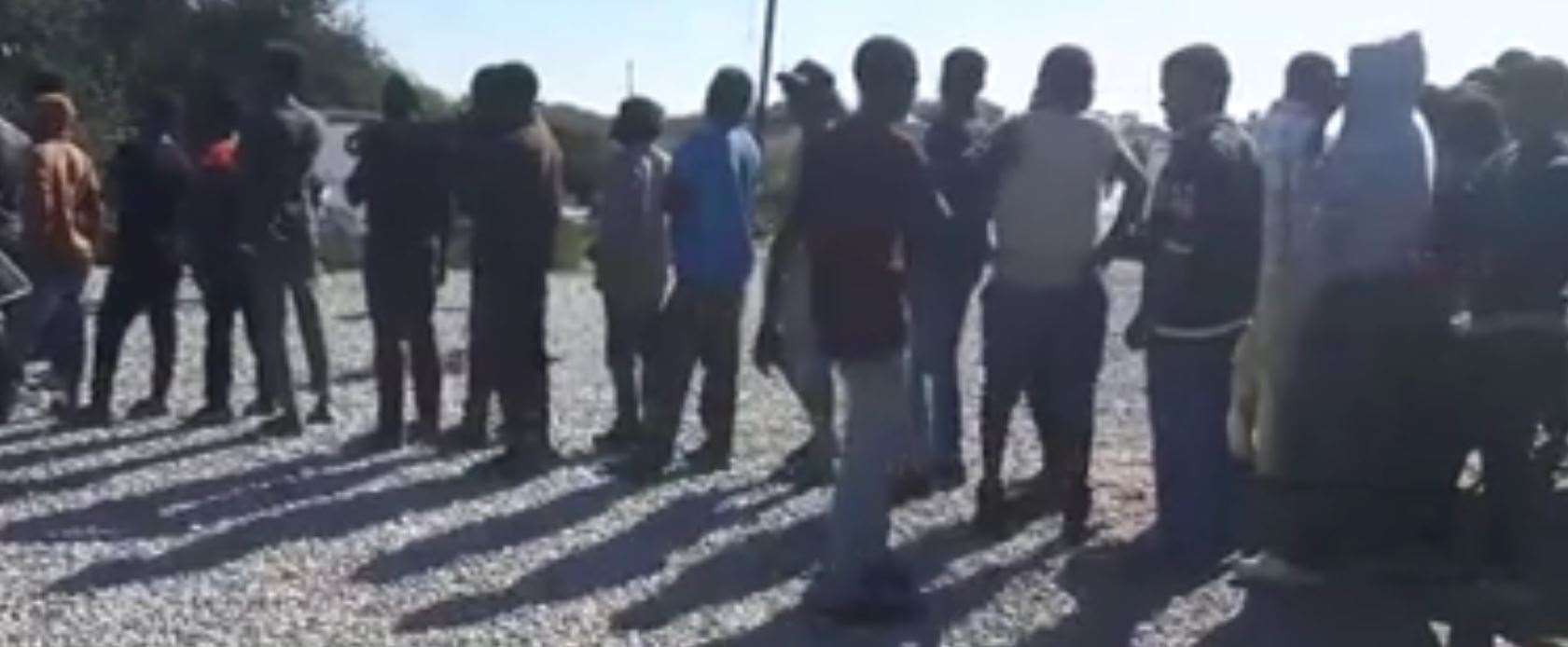 Food queue at The Jungle, Calais, September 2016. Picture: Sam Lennon