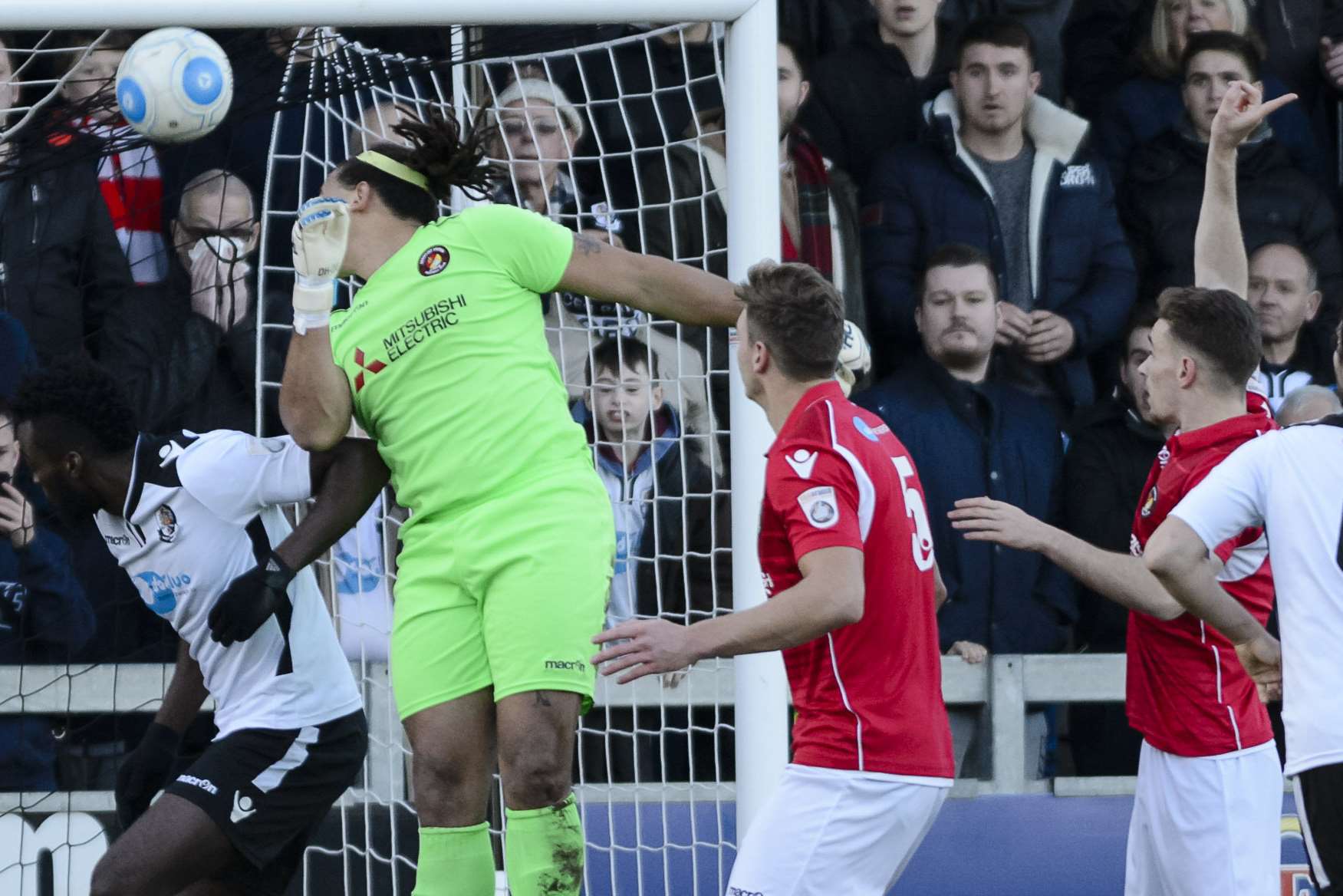 Goalmouth action between Dartford and Ebbsfleet on Boxing Day. Darts' Tom Bonner fancies his side to come out on top again on New Year's Day Picture: Andy Payton