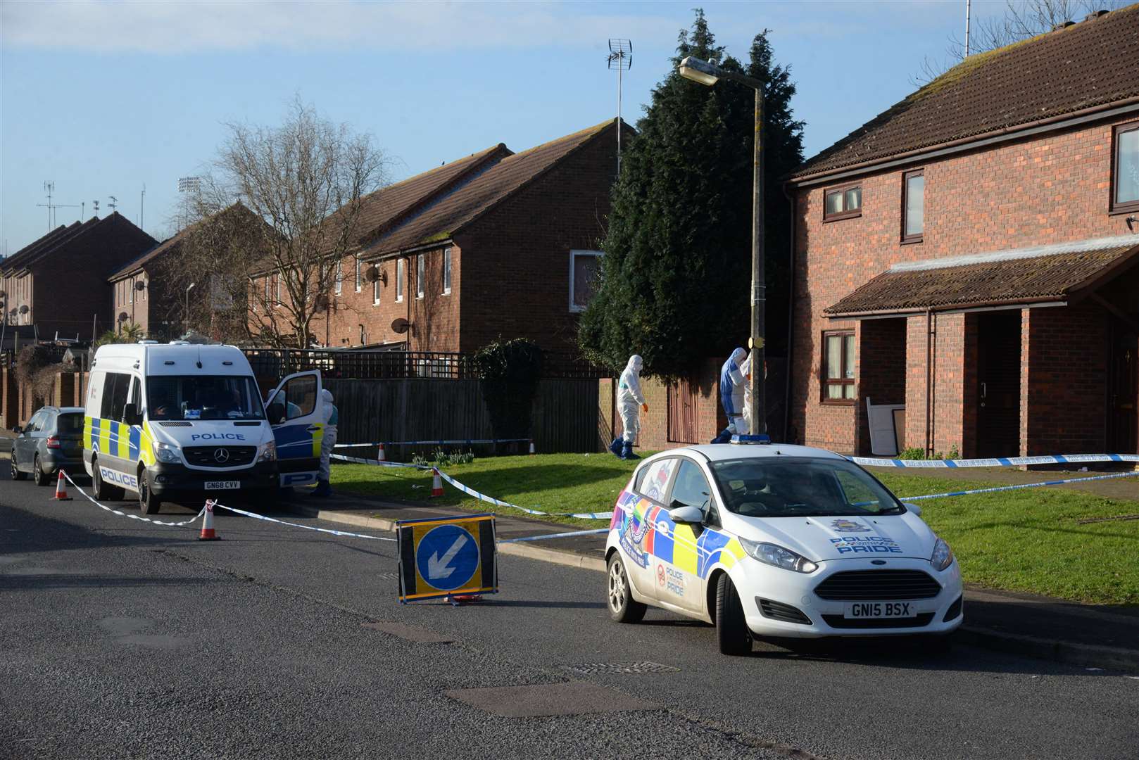 The scene around 4 Firethorn Close, Gillingham following the murder of Alan Wyatt. Picture: Chris Davey. (7360563)