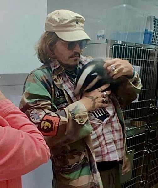 Johnny Depp visiting Folly Wildlife