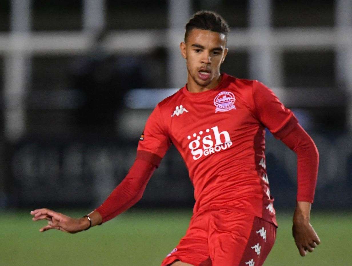 TJ Bramble - scored his first league goal for Dover on Tuesday night. Picture: Keith Gillard