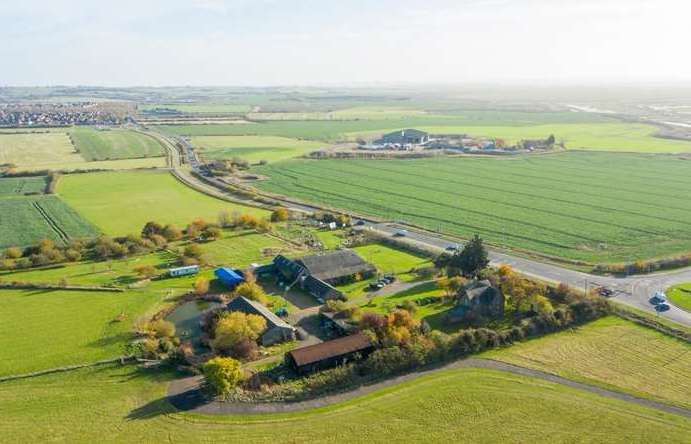 An aerial shot of Cowstead Farm at Minster, Sheppey. Picture: George Webb Finn