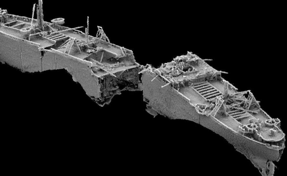 Latest image of the wreck of the SS Richard Montgomery Second World War bomb ship underwater off Sheerness on the Isle of Sheppey. Picture: Maritime & Coastguard Agency