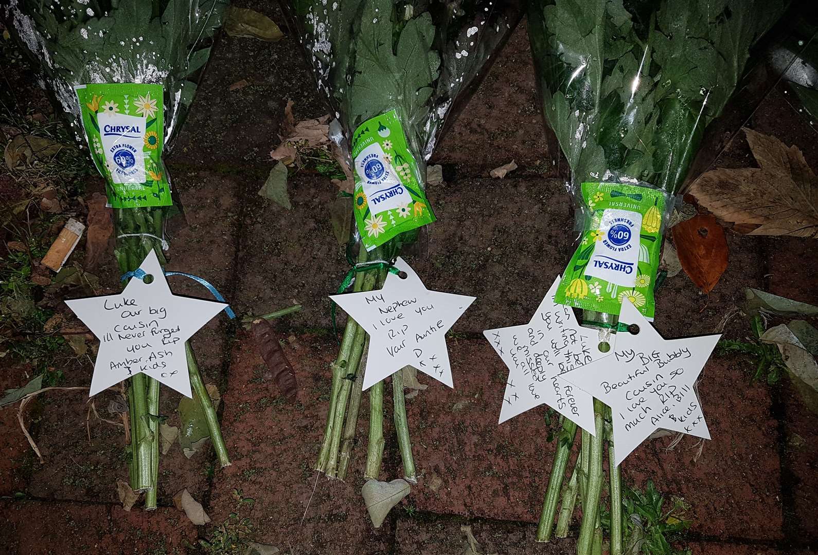 Floral tributes at the crime scene