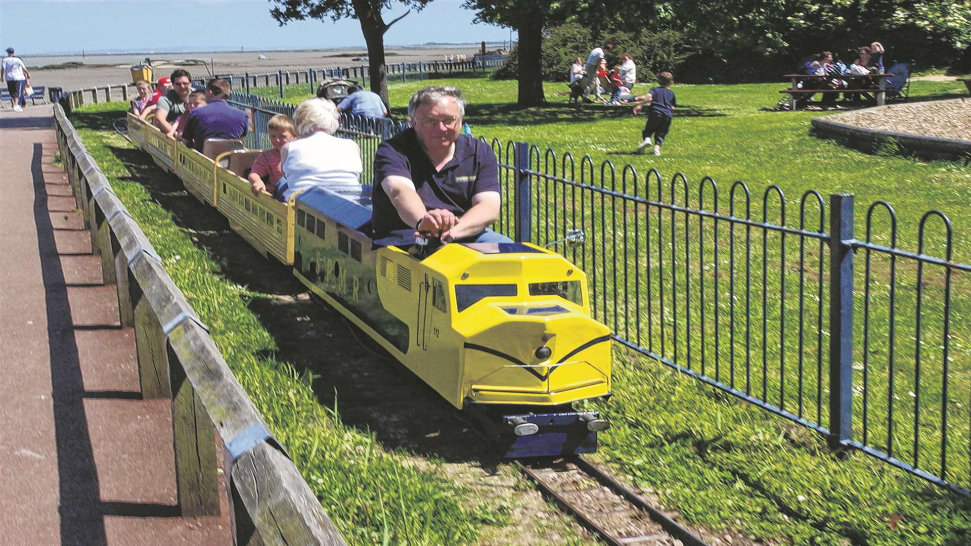 Enjoying the miniature train at The Strand