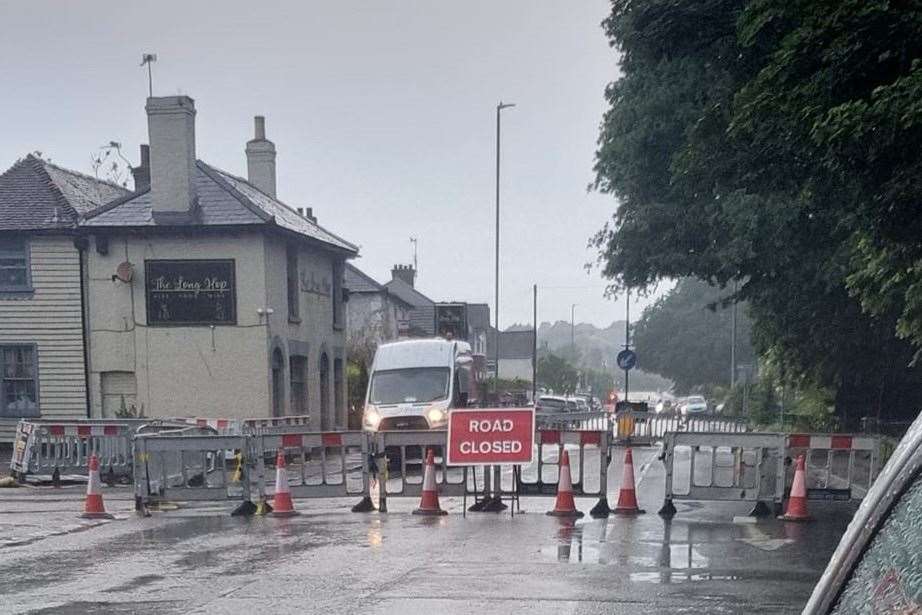 The Key Street closure by The Long Hop pub. Picture: Pam Hopkins