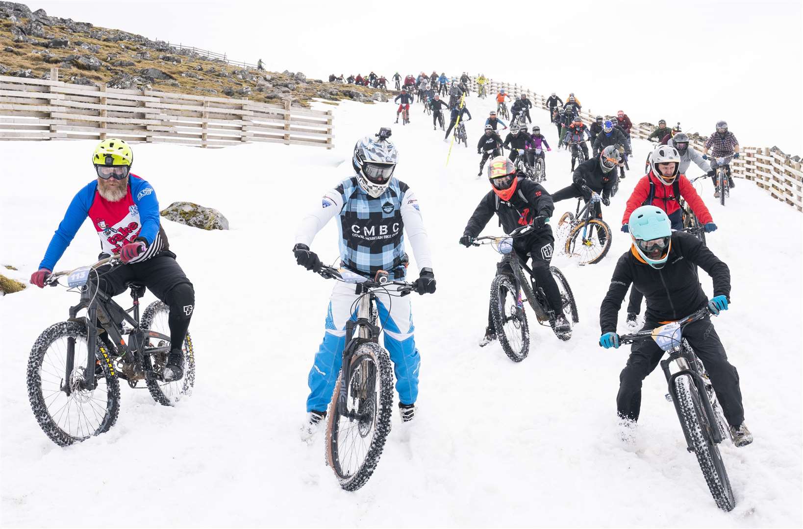 Riders descended 900 metres along the route (Jane Barlow/PA)