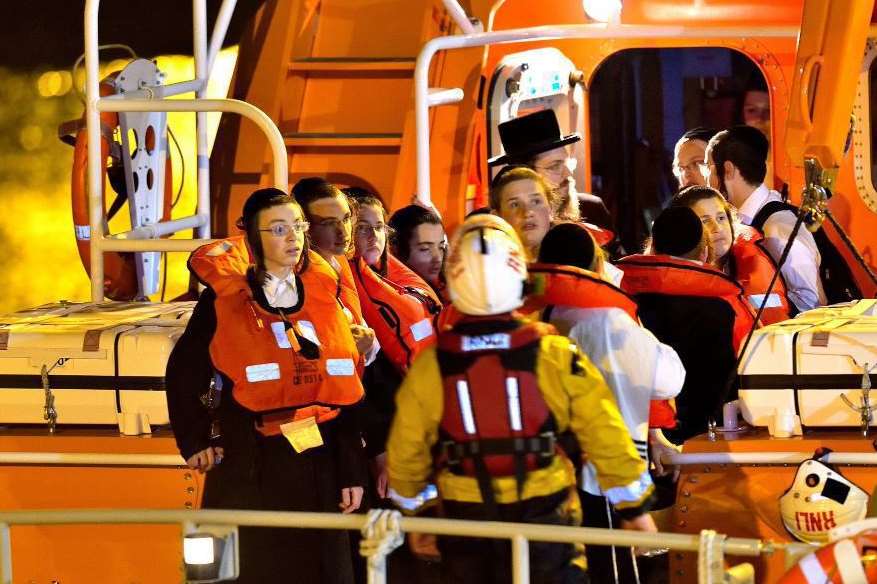 The Jewish party, just after they were taken to safety by rescuers after being trapped by the tide.