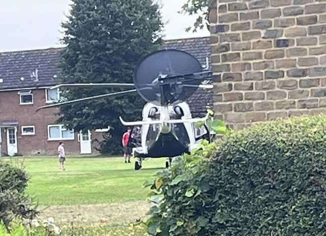 The air ambulance was called after reports a child fell from a window in Belmont Place