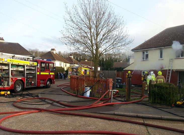 Fire fighters tackling the blaze