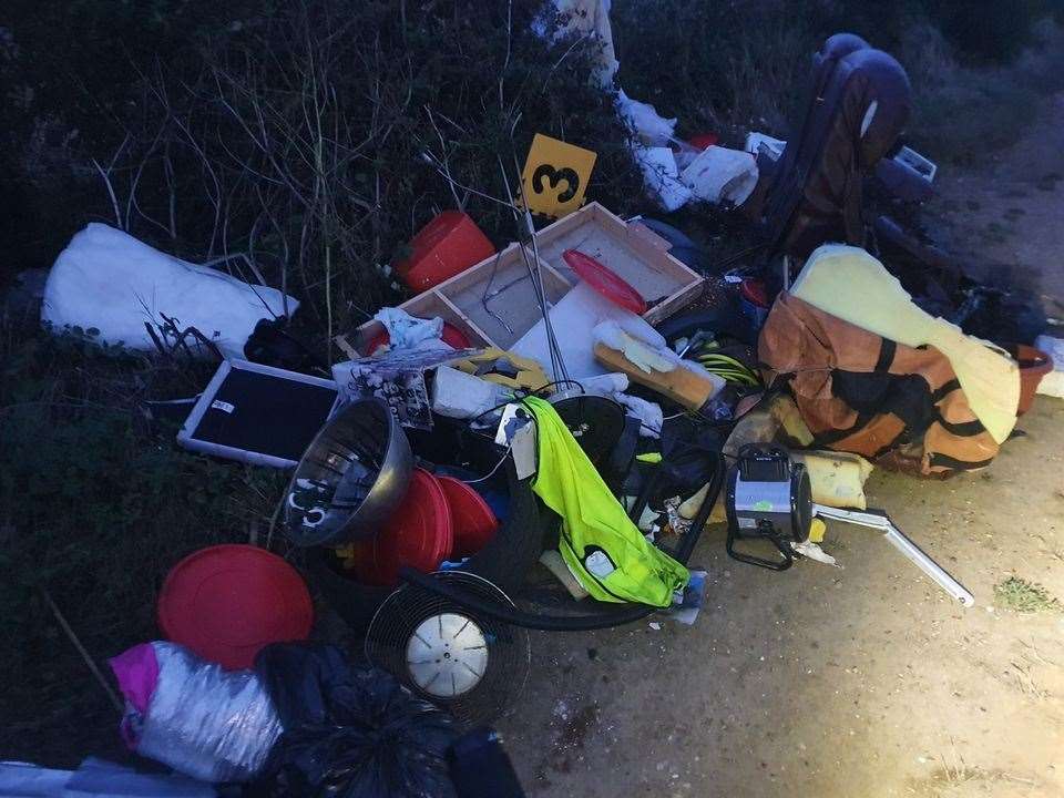 The flytipping in Bogshole Lane, Herne Bay