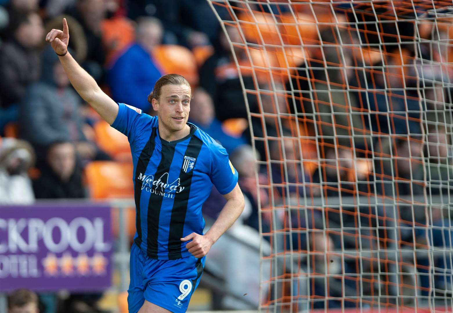 Tom Eaves celebrates his second goal at Blackpool Picture: Ady Kerry